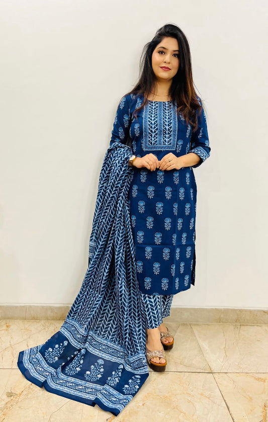 Cotton Indigo Three Piece Set