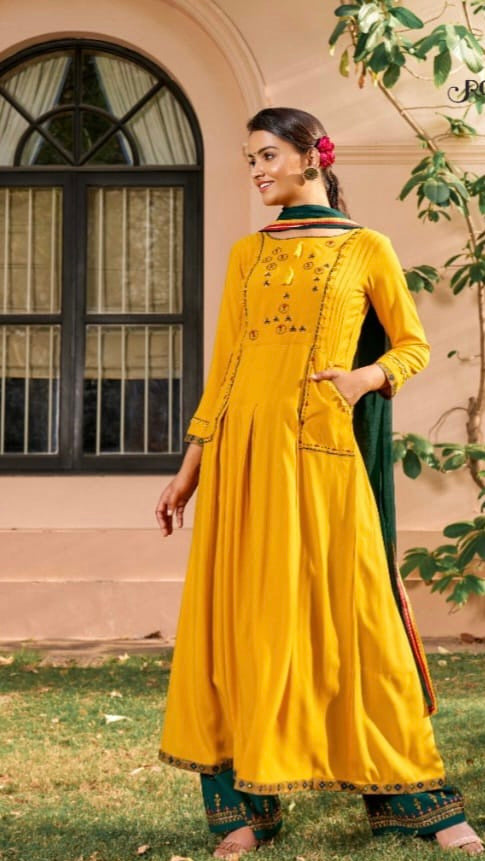 ANARKALI GOWN KURTA WITH PLAZZO AND DUPATTA